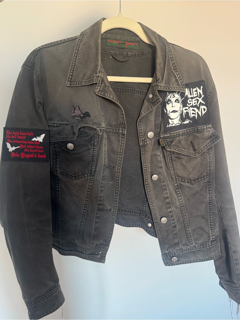 DIY Goth Deathrock Patch Denim Jacket | Alien Sex Fiend | Christian Death